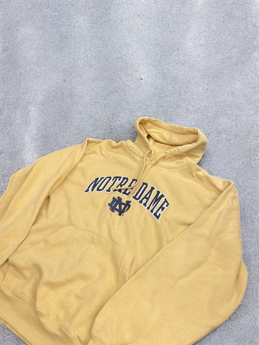 Vintage Notre Dame Hoodie - Yellow - L