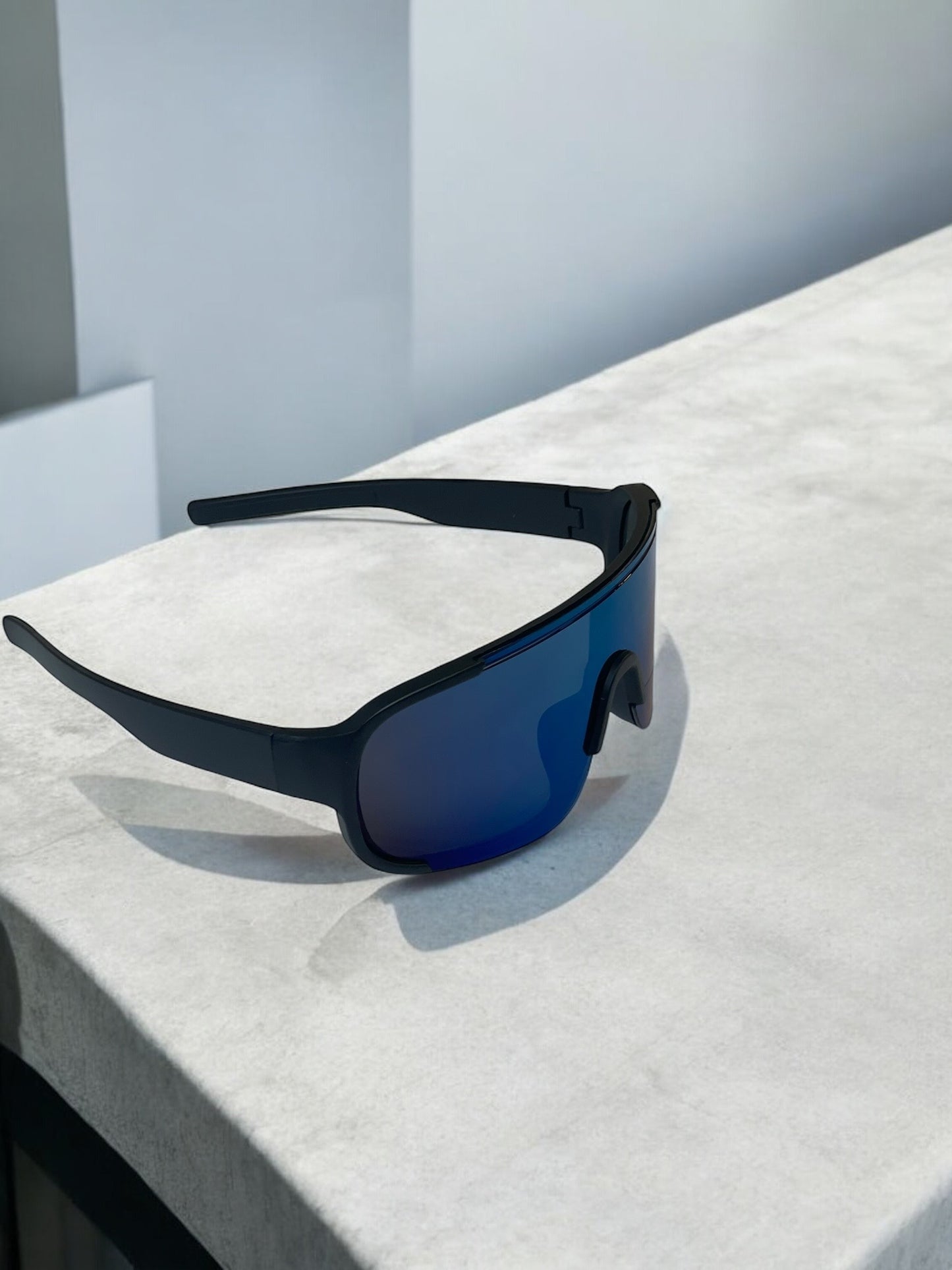 Y2K Blue Chrome Reflective Sunglasses
