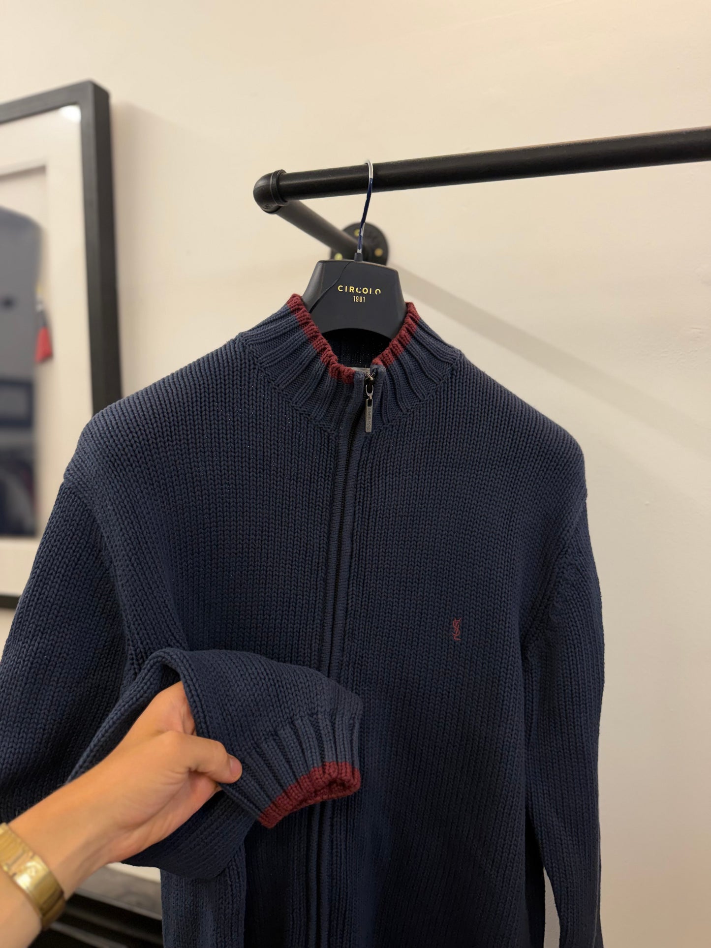 Vintage YSL Knit Zip Through Jumper (XL)